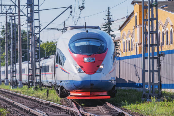 istock Highspeed train moves from depot. Moscow. 1328676073