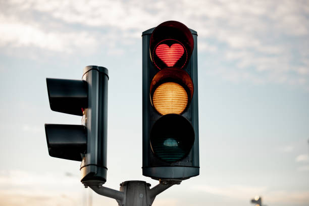 Heart Shaped Red Light Traffic Light with Love