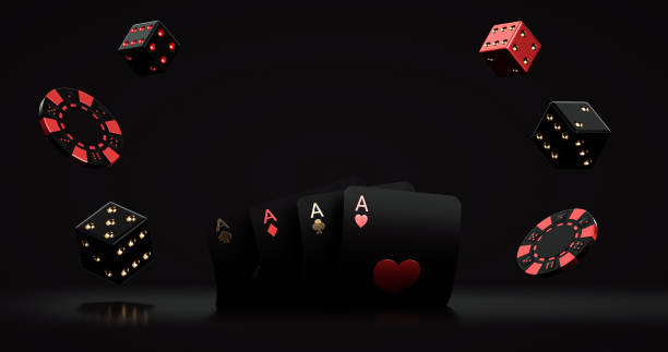 istock Casino Modern Concept. Four Aces, Chips And Dices - 3D Illustration 1328687837