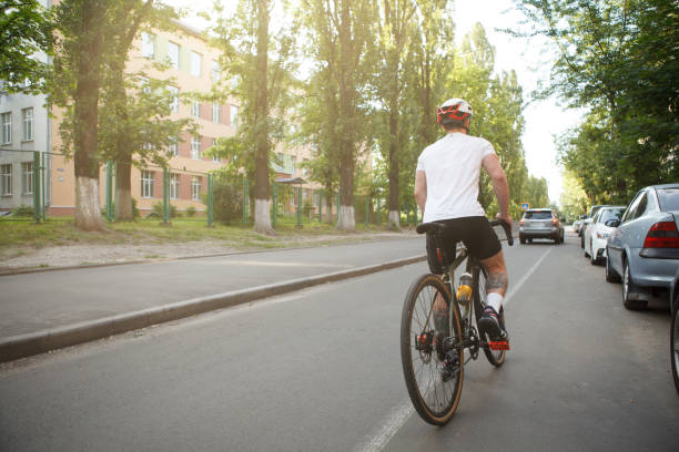 istock Male cyclist on his bicycle 1328692396