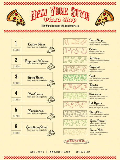 istock Retro Fast Food Restaurant Delivery Menu with Outline Ingredient Icons for Ordering Delivery or Takeaway in Deli Style 1328693148
