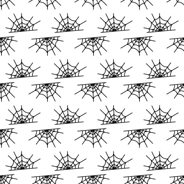 illustrations, cliparts, dessins animés et icônes de toile d’araignée. motif vectoriel noir et blanc pour halloween - mesh web spider