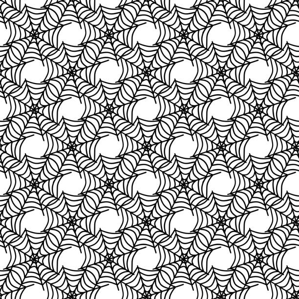 illustrations, cliparts, dessins animés et icônes de toile d’araignée. motif vectoriel noir et blanc pour halloween - mesh web spider