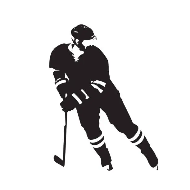 Vector illustration of Ice hockey player, abstract vector silhouette