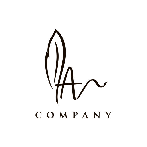 Initial Signature A Simple and elegant illustration logo design initial A signature combine with feather pen. fancy letter b drawing stock illustrations