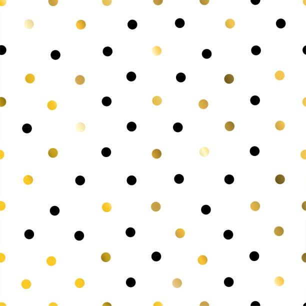 złoty błyszczący polka dot bezszwowy wzór na białym tle. - polka dot stock illustrations