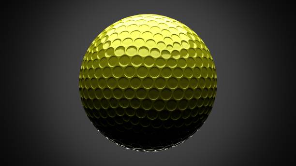 istock Yellow golf ball isolated on gray background. 1328701134