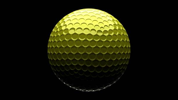 istock Yellow golf ball isolated on black background. 1328701136