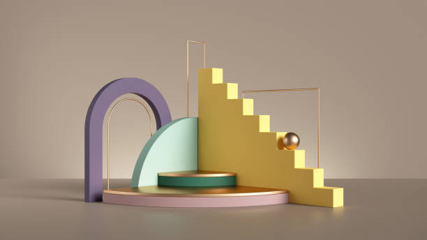 istock 3d render, abstract geometric shapes isolated on beige background. Modern minimal showcase scene with empty podium for product presentation 1328702693