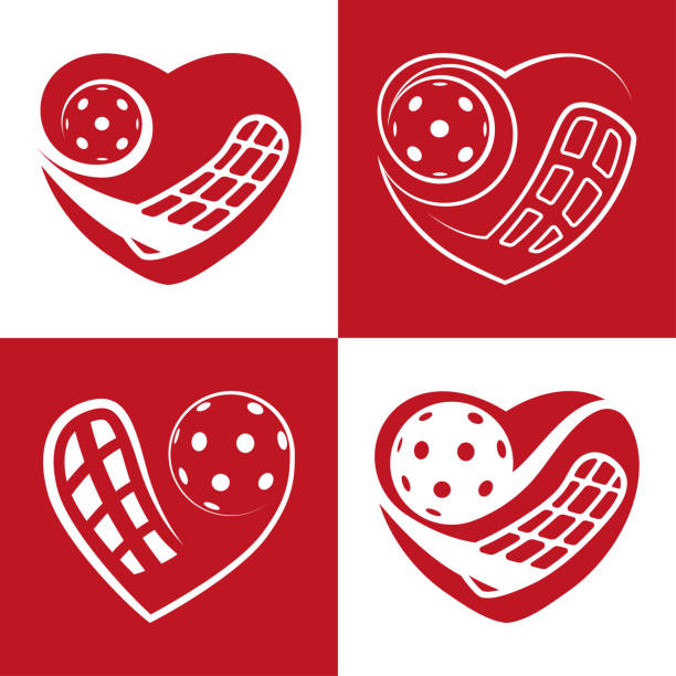 ilustrações de stock, clip art, desenhos animados e ícones de floorball love pattern. pattern abstract floorball heart. - teamsport