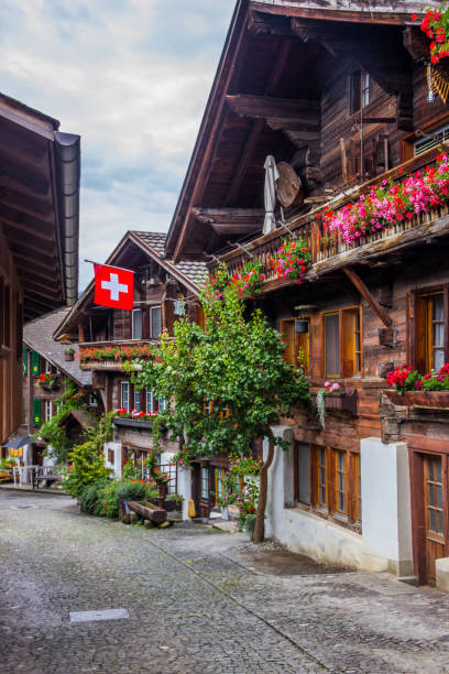 город бриенц в швейцарских альпах - brienz nature water lake стоковые фото и изображения