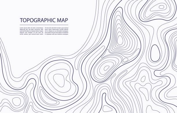 Topographic map contour. Geographic mapping, nature terrain relief, mountain topology. Cartography line landscape vector abstract background Topographic map contour. Geographic mapping, nature terrain relief, mountain topology. Cartography line landscape vector abstract background. Area for hiking or camping navigation plan topology stock illustrations