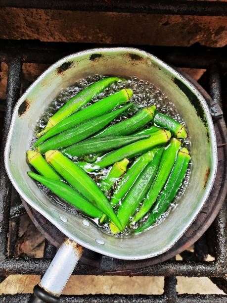 Boiling Roselle fruits in hot water - food preparation.