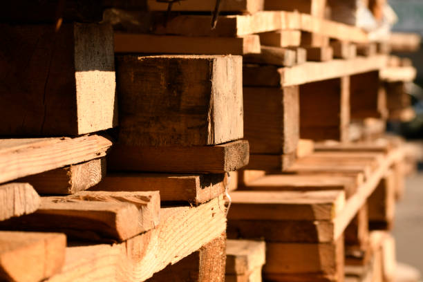 istock Wooden pallets close-up. 1328715664