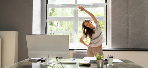 istock Stretch Exercise At Workplace. Fitness 1328727569