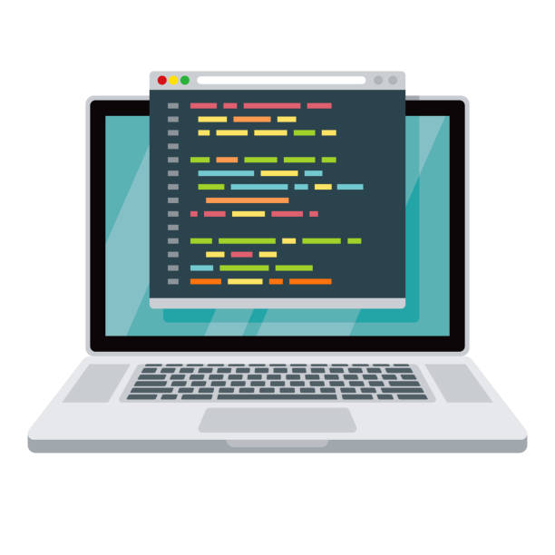 ilustrações de stock, clip art, desenhos animados e ícones de coding laptop icon - coding