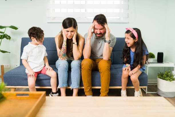 istock Upset brother and sister behaving badly 1328730597