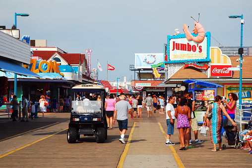 Wildwood, NJ, USA August 23 A police cart is parked on the boardwalk in Wildwood, New Jersey