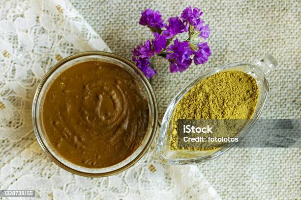 Henna Powder Henna Paste Prepare The Henna Paste At Home Stock Photo - Download Image Now