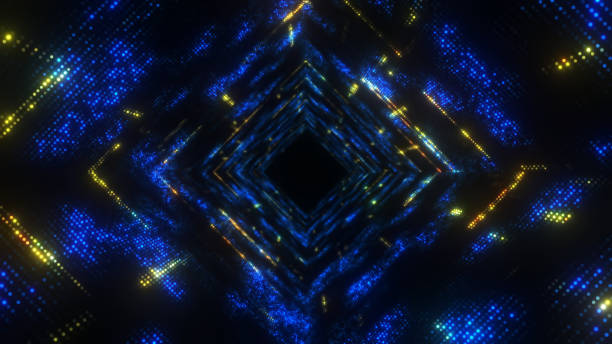 istock Travel through abstract dotted technology digital tunnel. 1328739385