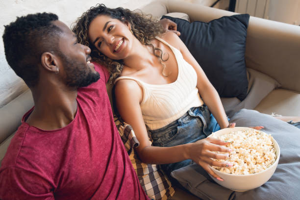 istock Young couple spending good time together at home. 1328739432