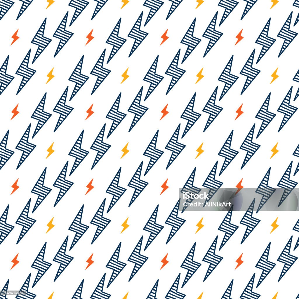 Lightning Flash Pattern Flash Lightning Bolts Seamless Pattern Background With Doodle Lightning ...