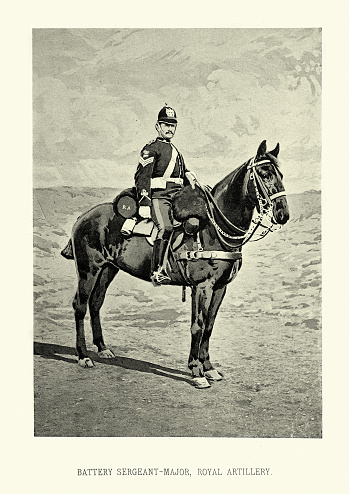Vintage photograph Battery sergeant major, Royal Horse Artillery, Victorian British army soldiers, 19th Century.