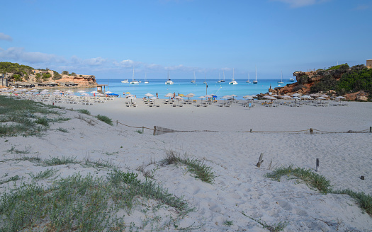 Cala Saona: A beach in the Island of Formentera, Pityusic Islands also named the Pine Islands, at Balearic Islands  small islets in the Mediterranean Sea; Spain