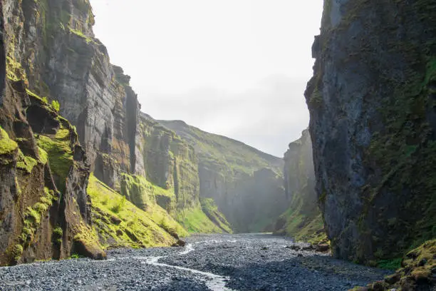 Photo of Hike through the Stakkholtsgjá gorge in Thorsmörk in the south of Iceland