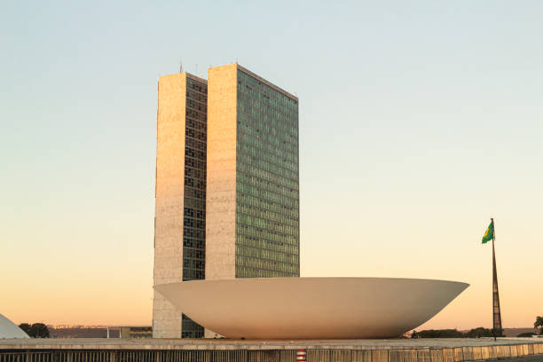 the national congress of brazil. national congress, chamber of deputies, federal senate, brasilia, brazil. - national congress building imagens e fotografias de stock