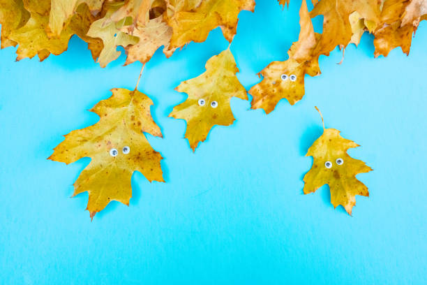istock Funny Oak Leaves with Leaf Funny Faces 1328758625