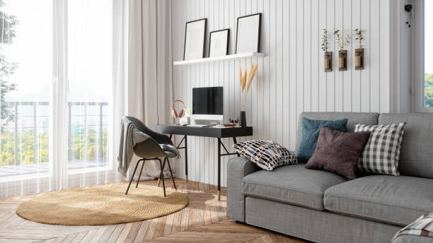 Scandinavian Style Home Office Interior