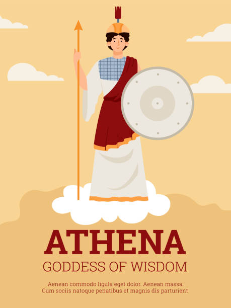古代ギリシャ神話の知恵、戦争、芸術のアテナの女神を持つポスター。 - minerva goddess greek culture greece点のイラスト素材／クリップアート素材／マンガ素材／アイコン素材