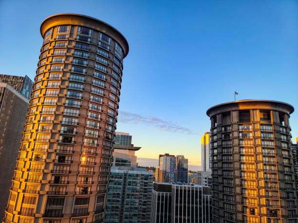 istock Twin Buildings at Sunset 1328766869