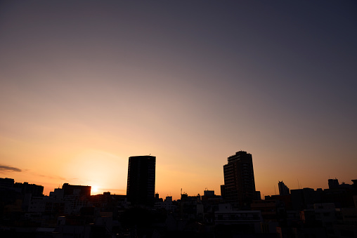 Sunset in Tokyo with copy space.