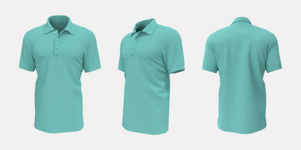 istock Blank collared shirt mockup in front, side and back views 1328775141