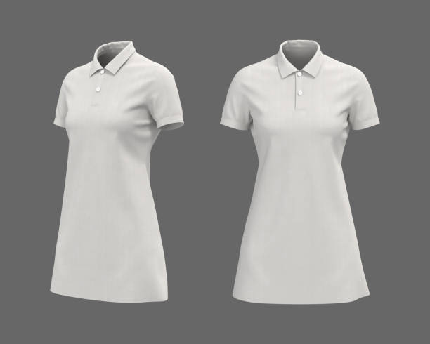 istock Blank collared shirt mockup in front and side views 1328775158