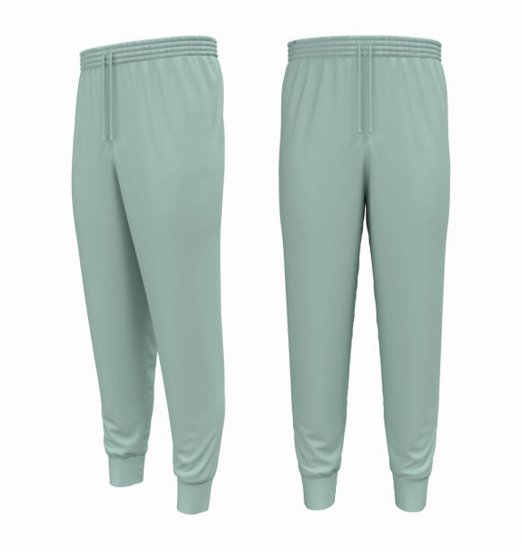 istock Blank joggers mockup in front and side views. Sweatpants 1328775223