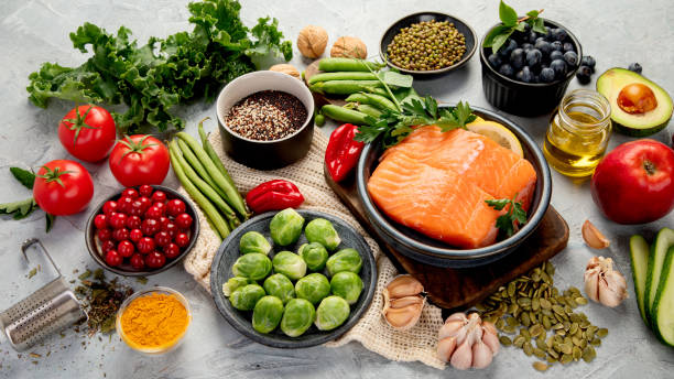 istock Selection of healthy food 1328780198