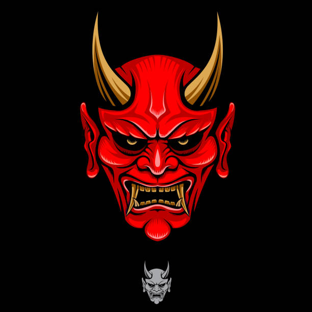 ilustracja wektora głowy oni - devil stock illustrations