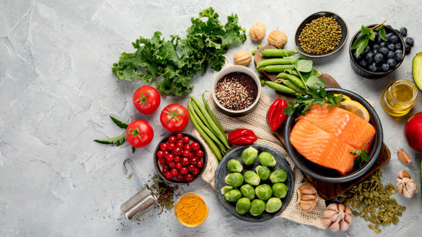 istock Selection of healthy food 1328780339