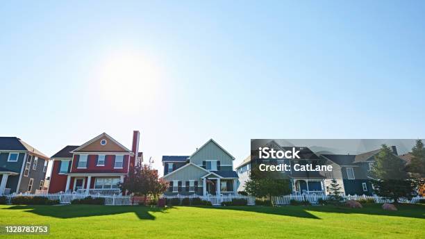 Summer Scene Of A Residential Neighborhood In Western Usa Stock Photo - Download Image Now
