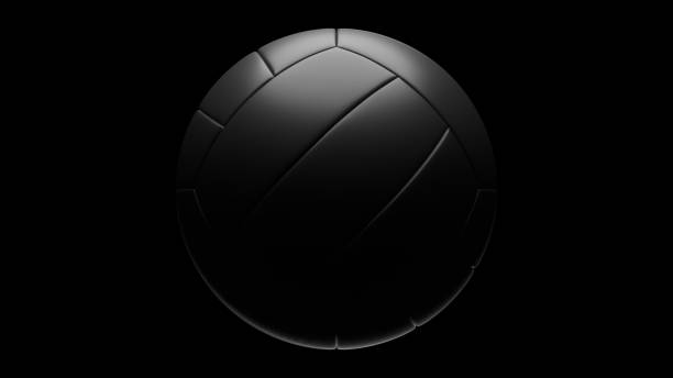 istock Black volleyball ball isolated on black background. 1328784486