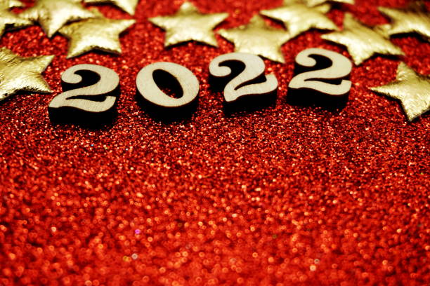 istock Happy New year 2022 with space copy on red glitter background 1328790185