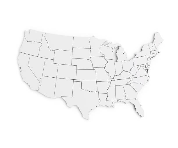 états-unis d’amérique carte 3d rendre les états-unis blancs - east photos et images de collection