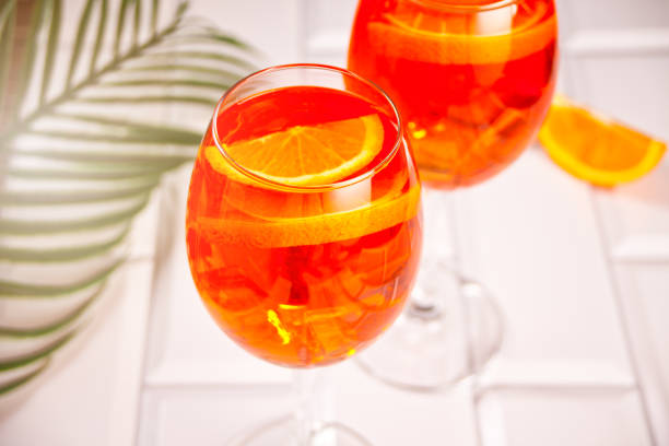 istock Spritz Italian cocktail alcoholic beverage with ice cubes and oranges. 1328801028