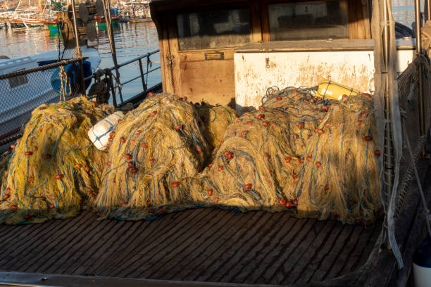 istock Fishing nets in the fisherman's boat 1328801161