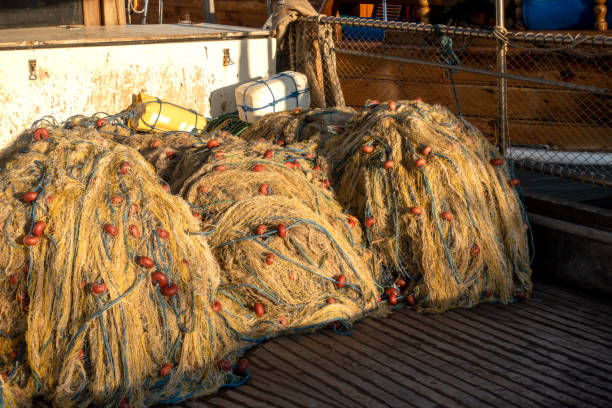 istock Fishing nets in the fisherman's boat 1328801957