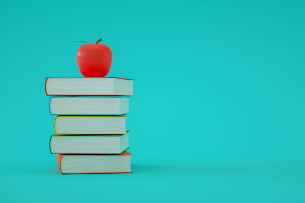 istock Books with Apple, Back to School 1328805454