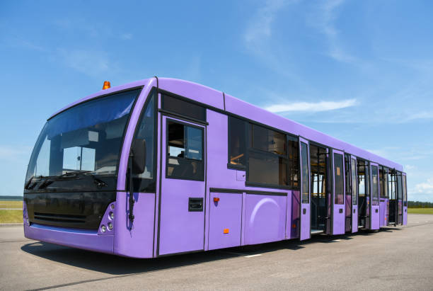 istock A special bus for delivering passengers from the pier to the plane 1328805553